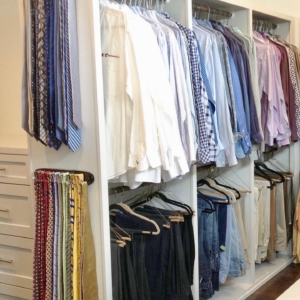Houston Heights home organizing services - mens closet