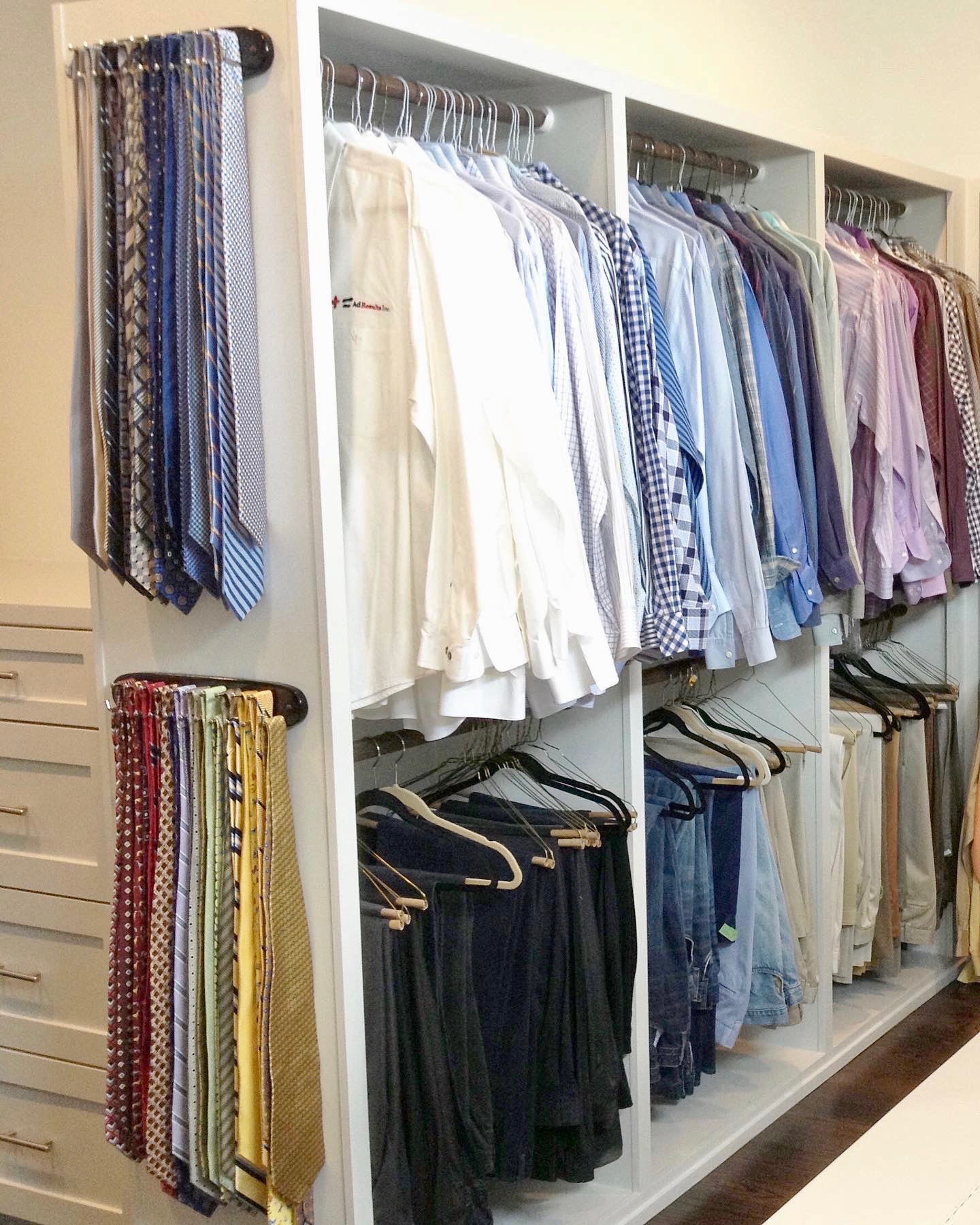 Houston Heights home organizing services - mens closet