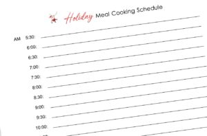 Holiday Meal Cooking Schedule